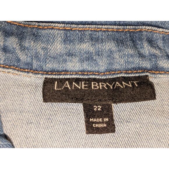 Lane Bryant Distressed Frayed Edge Cotton Stretch Denim Jacket Womens Plus Sz 22 - Picture 5 of 11